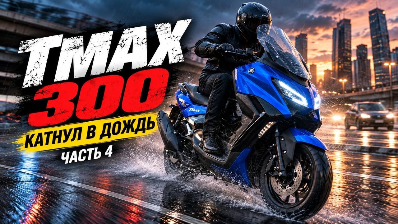 T-max 300cc. EFI 2026. Часть 4. Катнул в дождь. Недолго.