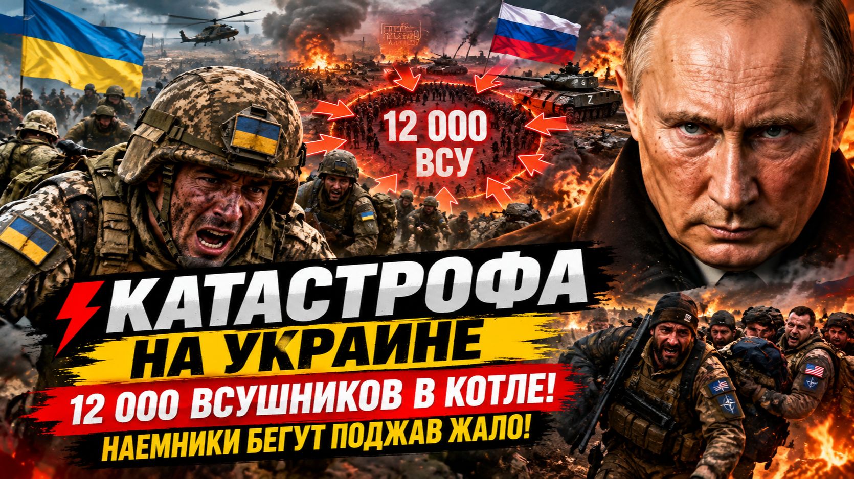 ⚡КАТАСТРОФА НА НА УКРАИНЕ! 12 000 ВСУШНИКОВ В КОТЛЕ ВС РФ! НАЕМНИКИ БЕГУТ ПОДЖАВ ЖАЛО!