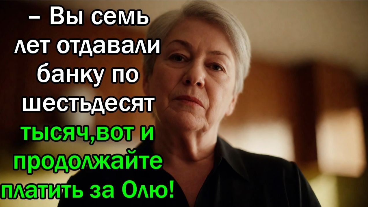 – Вы семь лет отдавали банку по шестьдесят тысяч, вот и продолжайте платить за Олю!