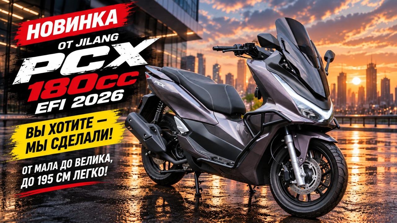 Новинка от Jilang - PCX 180cc EFI 2026. От мала до велика, до 195 см легко. Вы хотели - мы сделали.