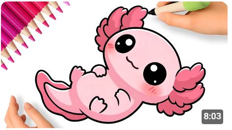Как нарисовать кавайного аксолотля 💗💟