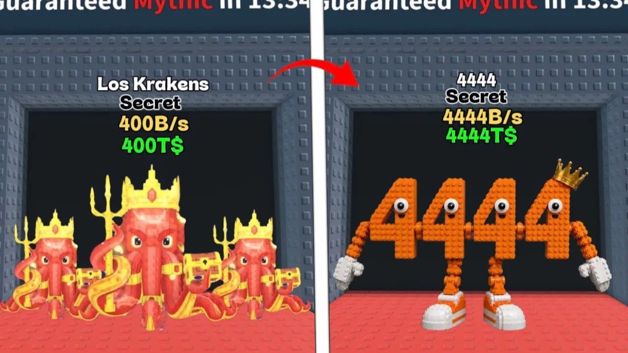Новые Los Krakens и 4444 Brainrots — новый апдейт Kraken и Brainrots!