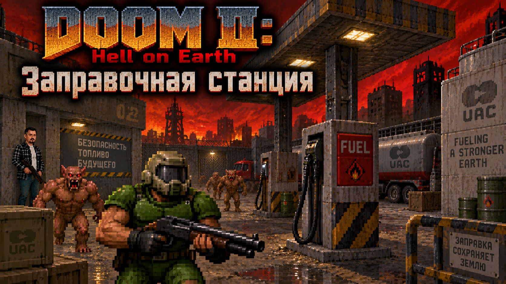 DOOM II. Hell On Earth. MAP10. Refueling Base (Заправочная станция)