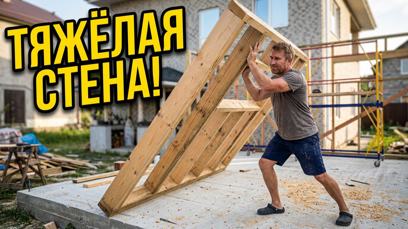 💪 КАРКАСНЫЙ ГАРАЖ! Едва подняли стены! Верхняя обвязка и контур готов!