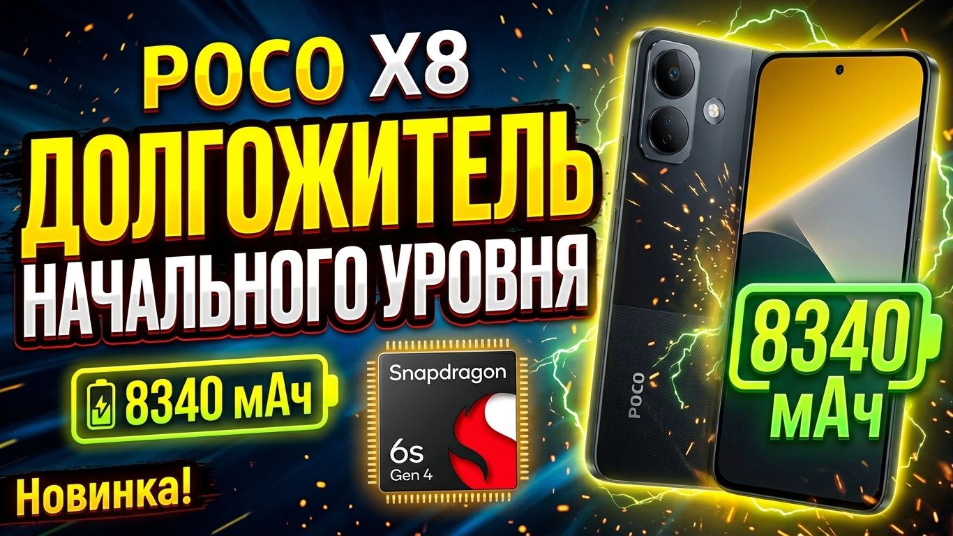 POCO X8 ОБЗОР БЕЗ ВОДЫ | ДОЛГОЖИТЕЛЬ НАЧАЛЬНОГО УРОВНЯ