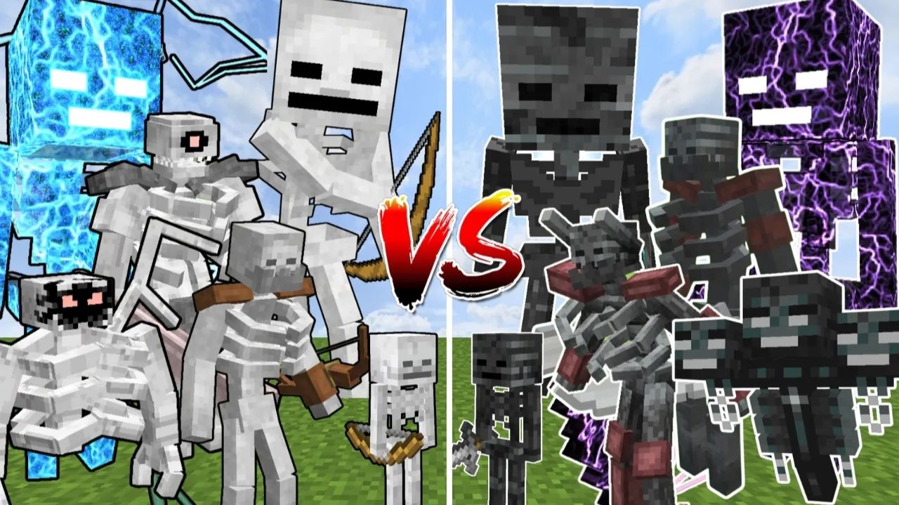 Все скелеты VS все скелеты-иссушители | Мутанты и титаны — битва мобов Minecraft!