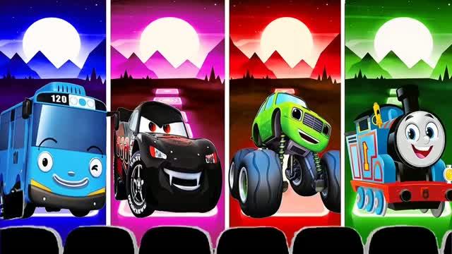 Тайо против Черного Маквина, Поезда и Мэтра в Tiles Hop! Мега Битва Машинок (EDM Rush) 🚌🏎️🚂