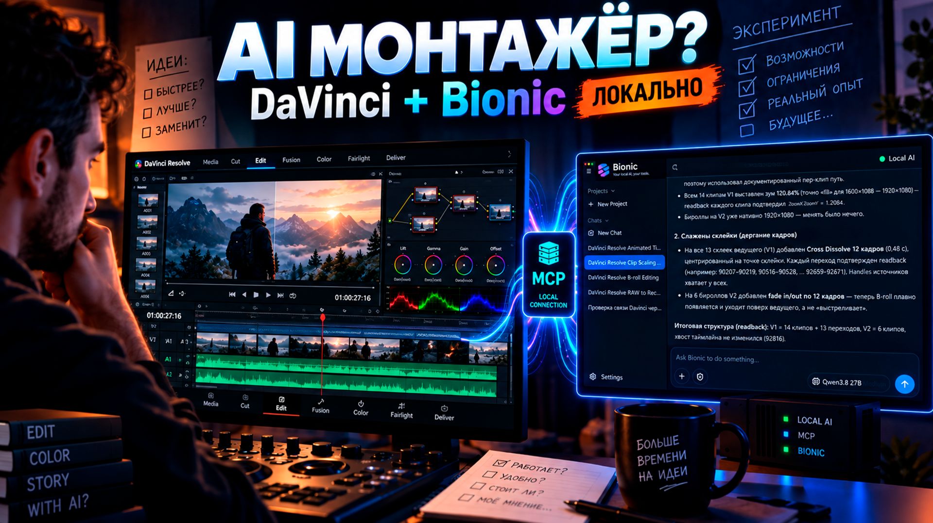 Как собрать локального AI-монтажёра в DaVinci Resolve Studio с нуля? | MCP в DaVinci Resolve 21.1
