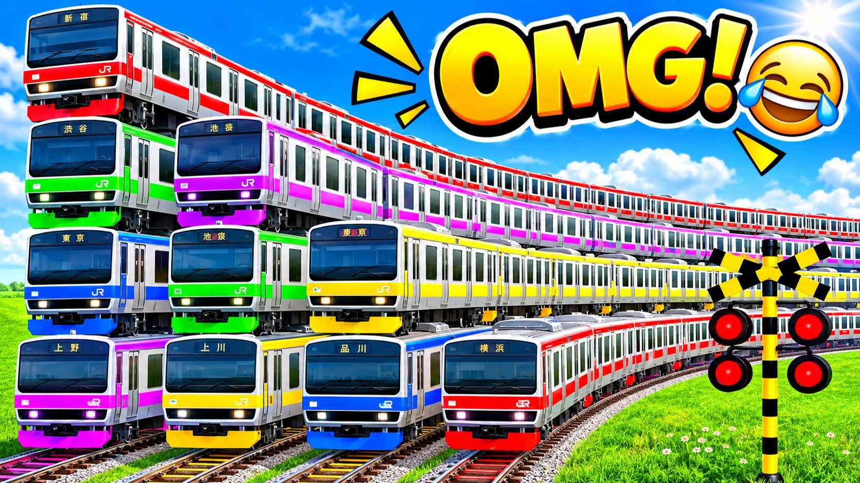 🚂 Поезда против необычного переезда! 🚦 Сложный железнодорожный переезд. Обучающая 3D-анимация