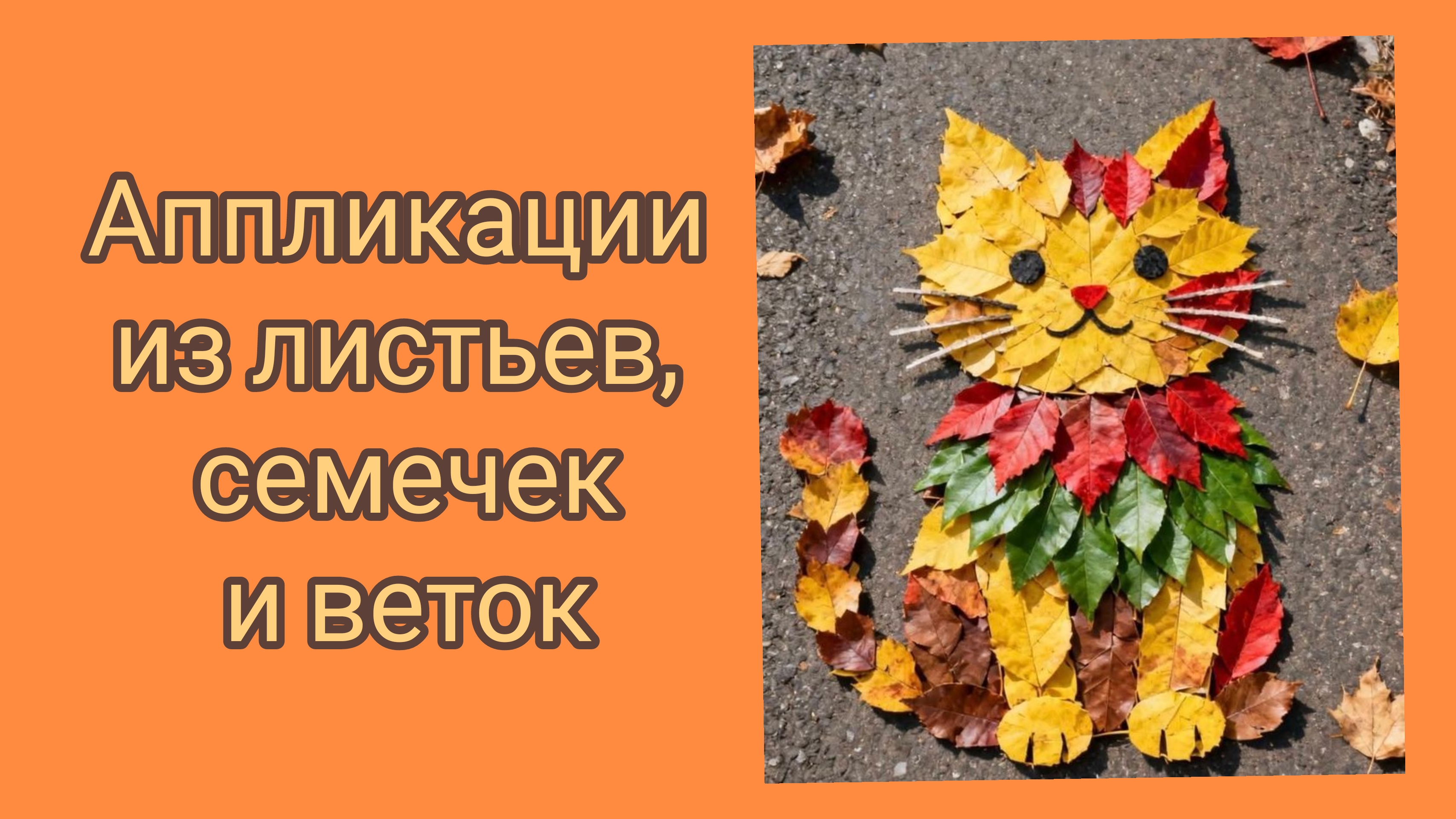 Аппликации из листьев,веток и семечек.