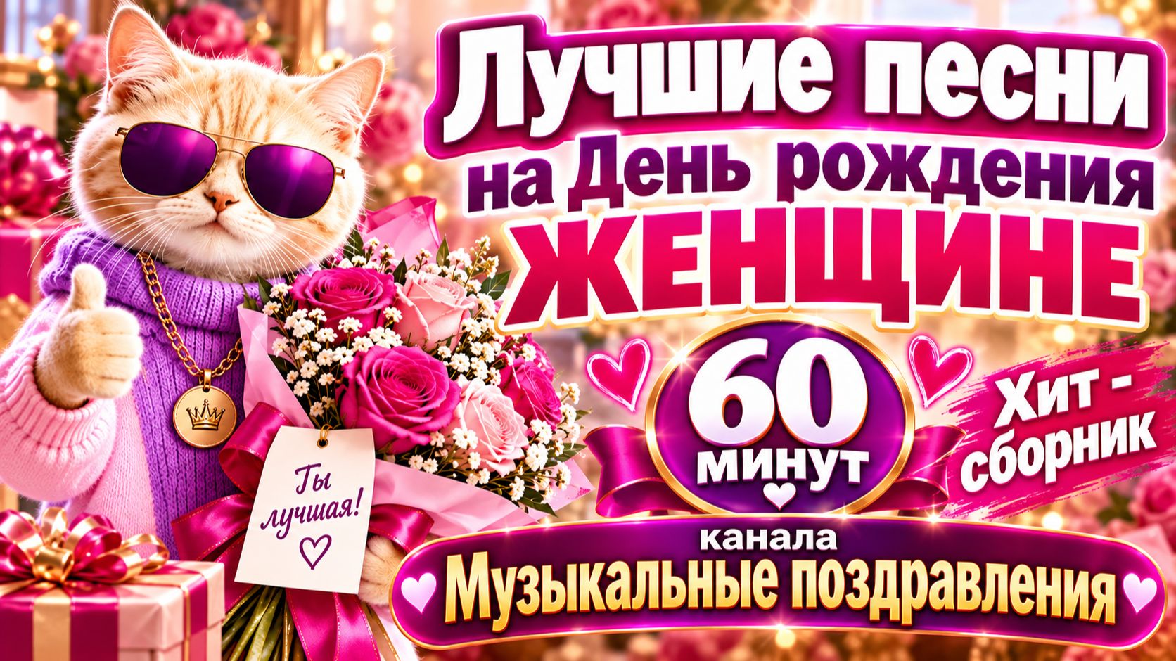 Песни на день рождения женщине - 60 минут | Лучшие музыкальные поздравления