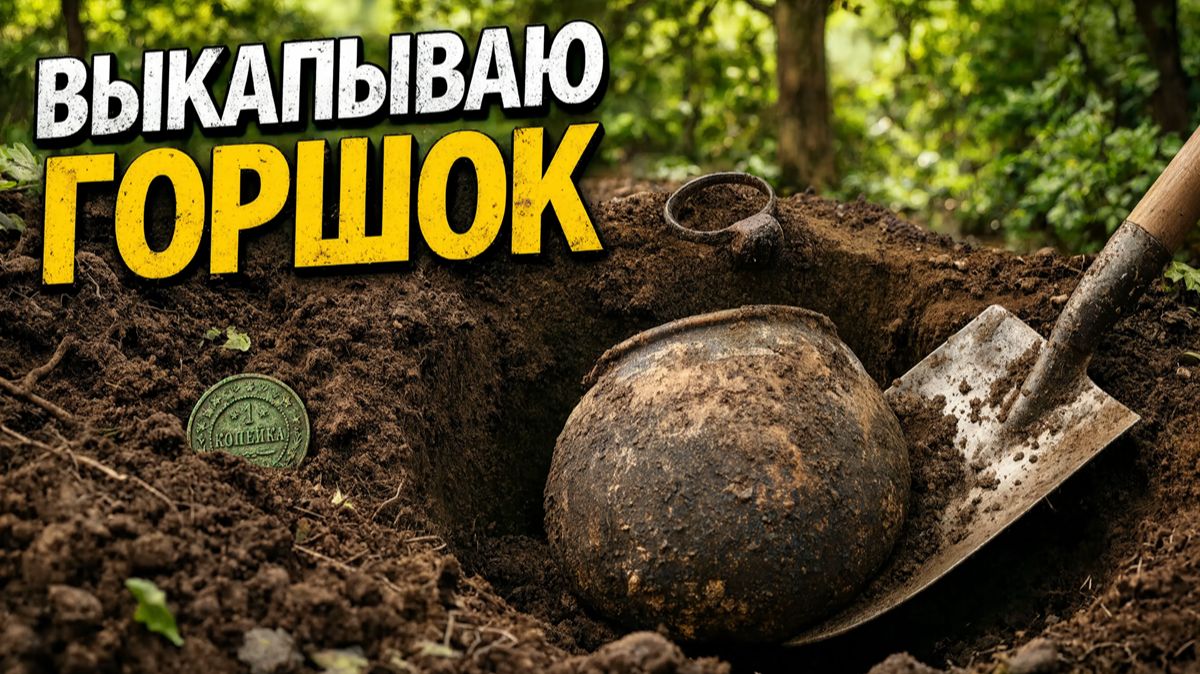 Выкапываю горшок и монеты