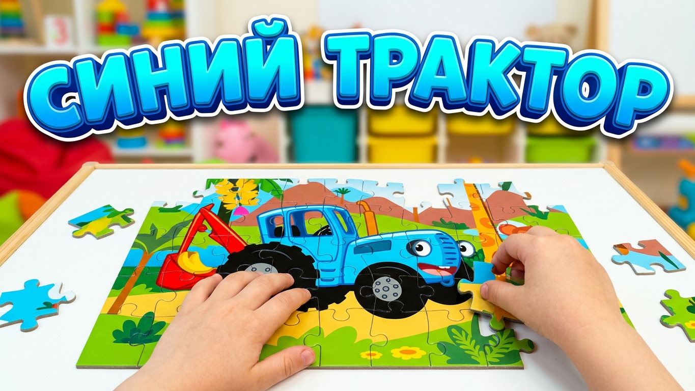 СОБИРАЕМ ПАЗЛ СИНИЙ ТРАКТОР 🥰😍
