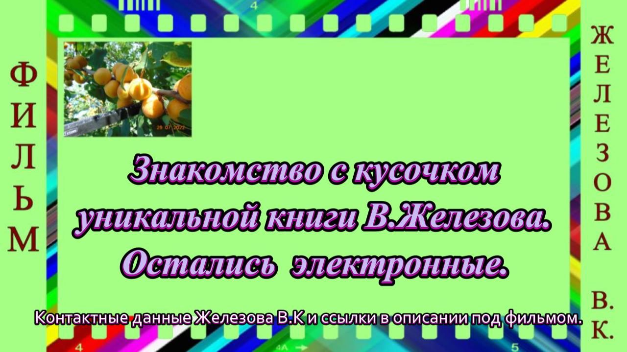 Знакомство с кусочком уникальной книги В.Железова. Остались  электронные.