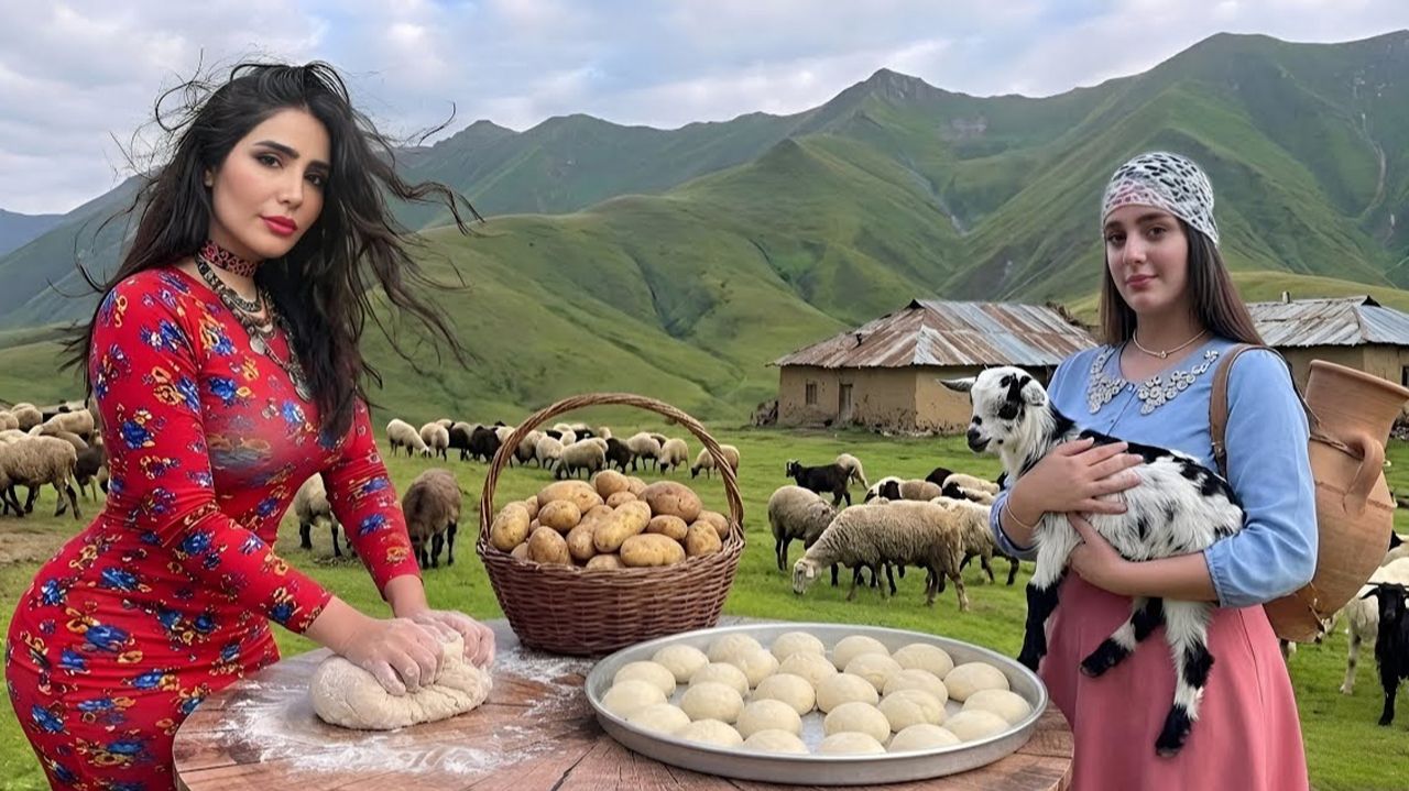 Выпечка традиционного хлеба в глиняной печи Азербайджанская Кухня Деревенская Кухня  Рецепты