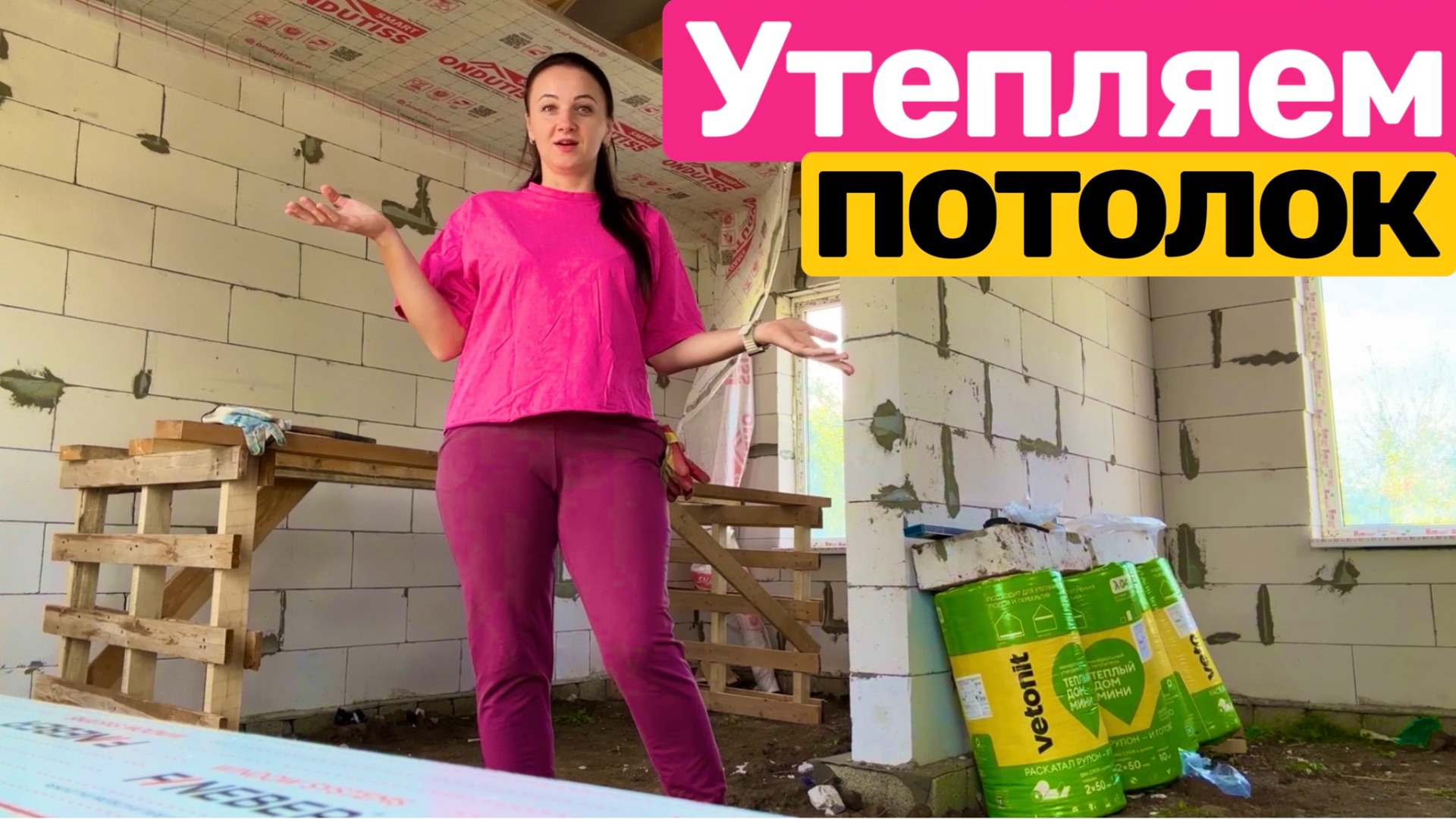 Строим дом / Утеплители потолок своими руками / Вставили окна и двери в новый дом
