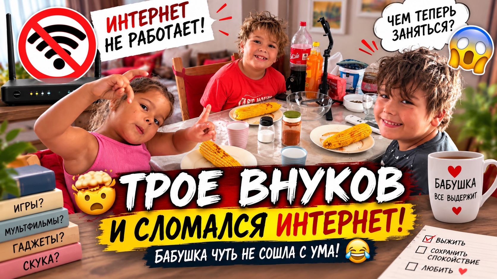 СЛОМАЛСЯ ИНТЕРНЕТ! ТРОЕ ВНУКОВ УСТРОИЛИ МНЕ СТРЕСС 😂