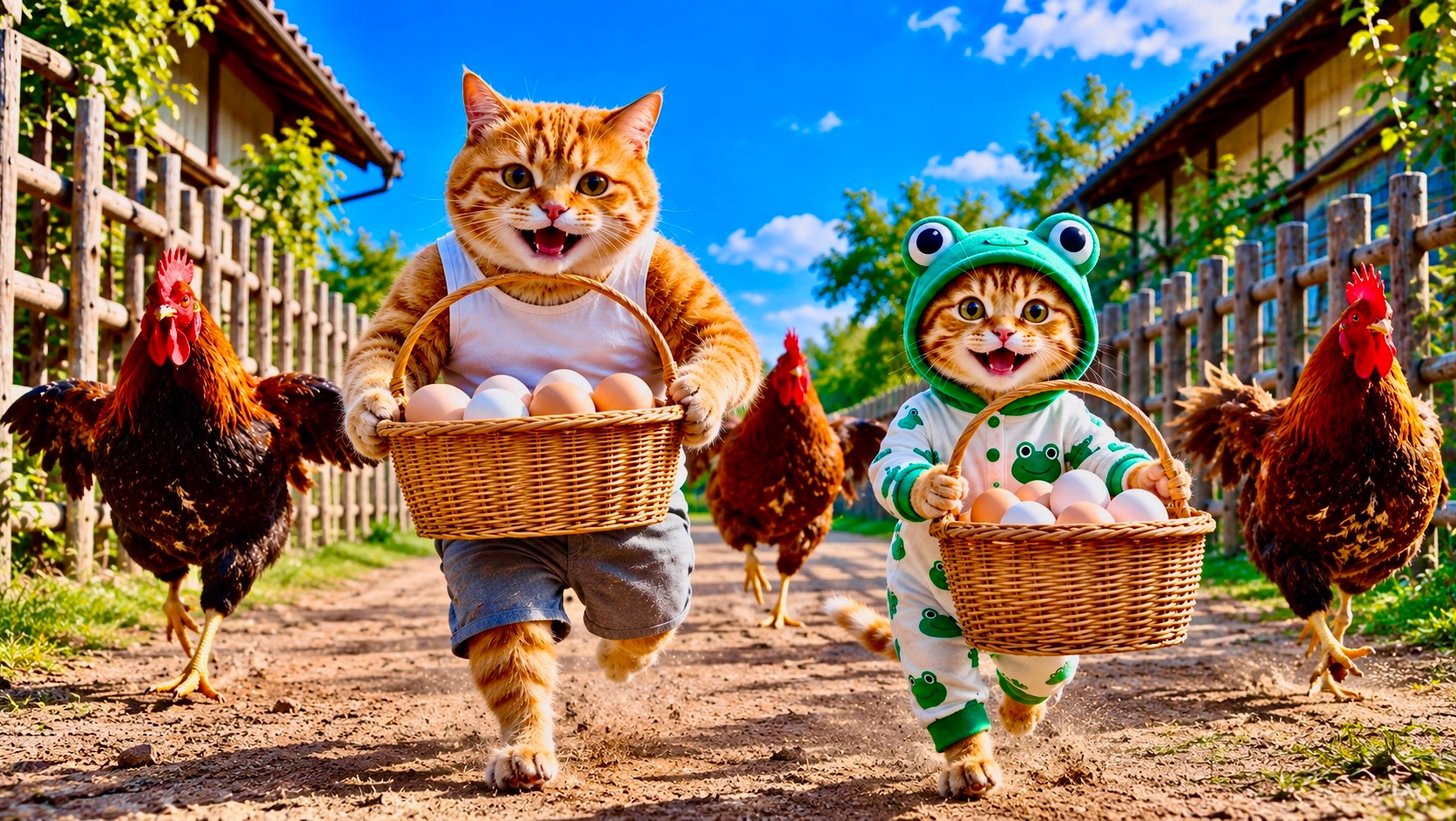 Мама кошка, котенок и папа кот❤️ Милые ИИ Мультики для Детей