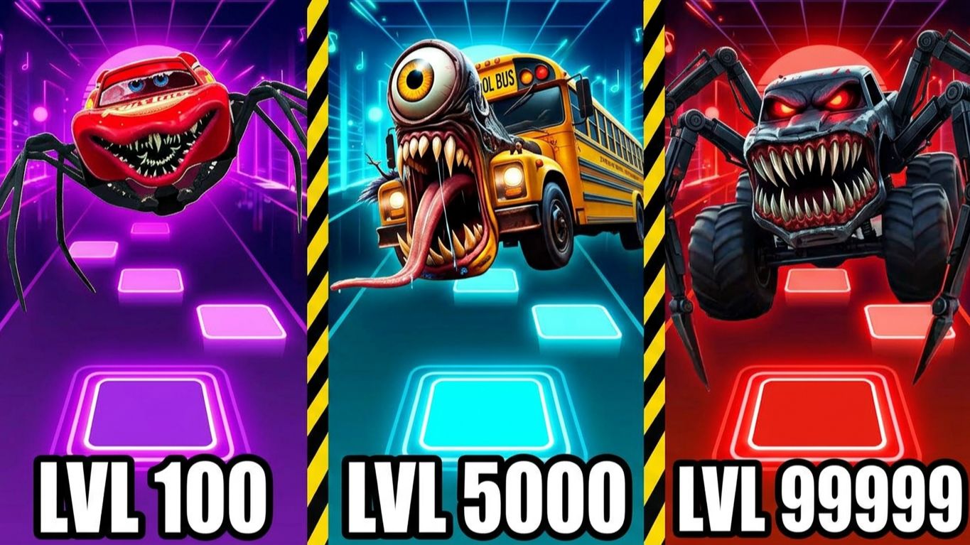 SCARY MONSTER CARS TILES HOP! Ep. 411