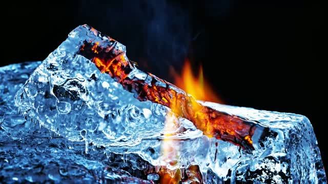 Огонь и лёд: завораживающий контраст стихий 🔥❄️ Сделано в AI.