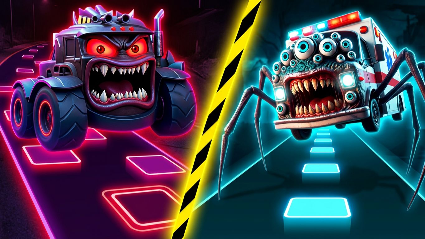 SCARY MONSTER CARS TILES HOP! Ep. 409