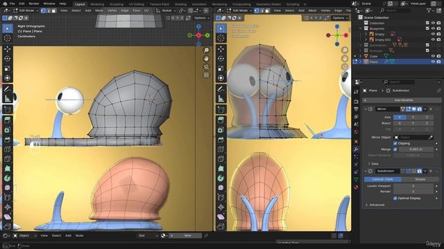 Introduction To 3D Characters Modeling In Blender 147. Body. Give Organic Shape