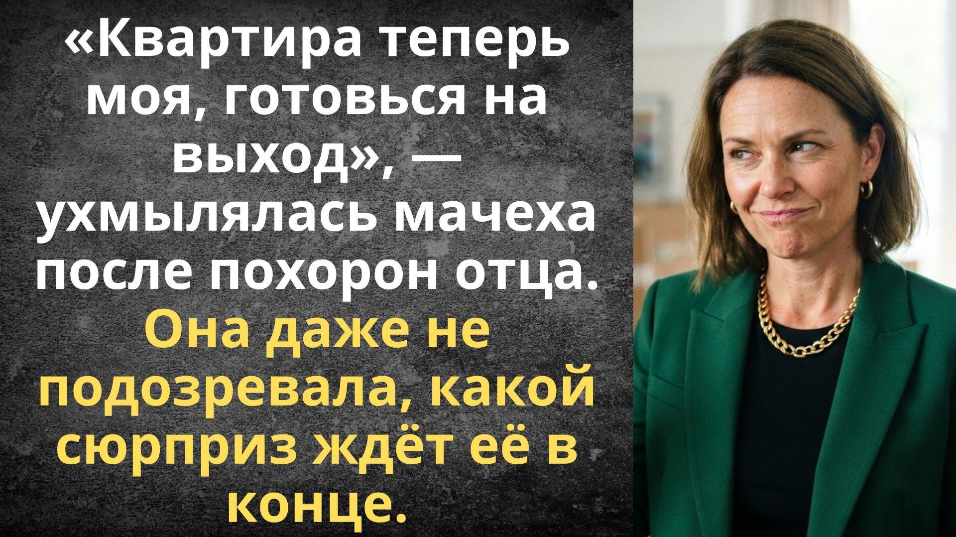 Квартира теперь моя, готовься на выход — ухмылялась мачеха после похорон отца | Истории из жизни