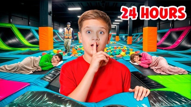 24-часовой челлендж | Я попробовал переночевать в батутном парке!