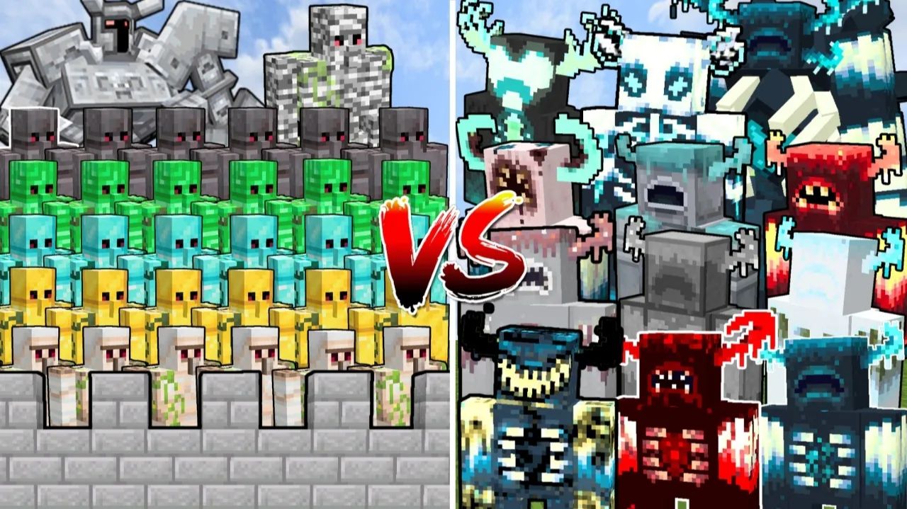Все виды Стража против замка големов | Minecraft Mob Battle