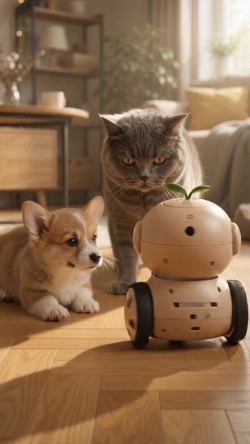 Маленький корги нашëл себе очень необычного друга ❤ Реакция кота просто бесценна