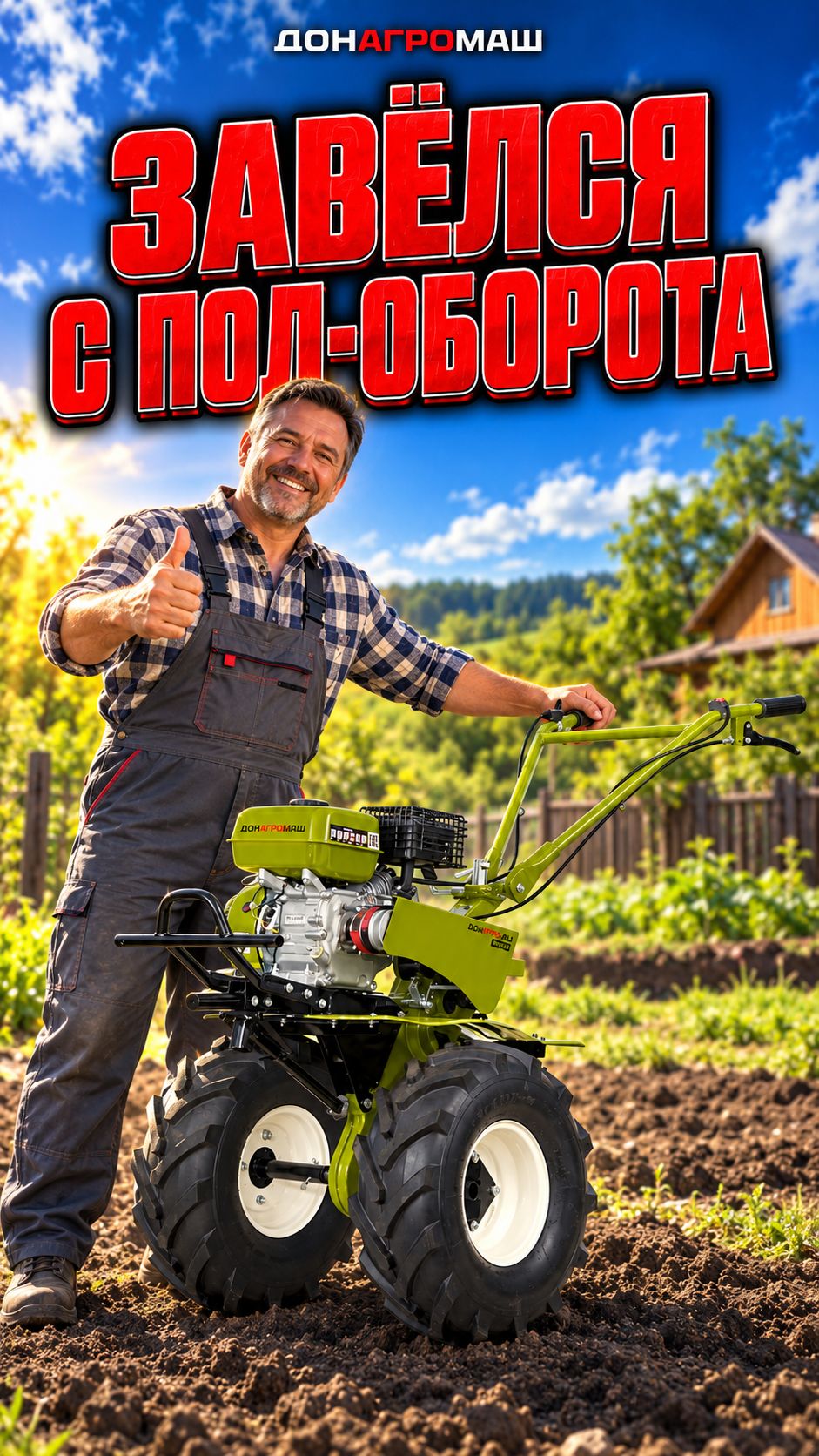 Завёлся с пол-оборота! ДА900-3 #мотоблок #техника #садоваятехника