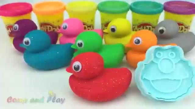 Очумелые Ручки! Изучаем цвета с блестящими уточками из Play‑Doh и глиняным слаймом
