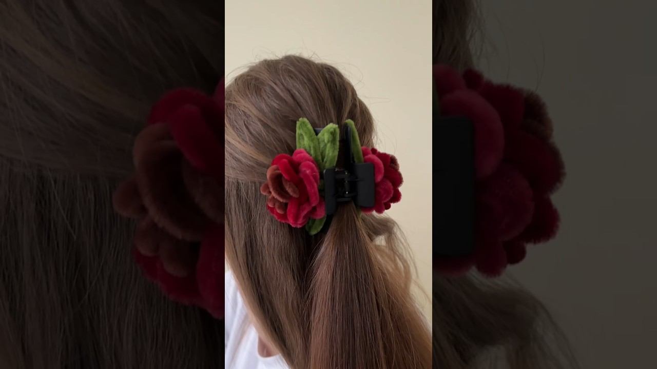 DIY Pipe Cleaner Rose Hair Clip  #diy #hairaccessories #shorts