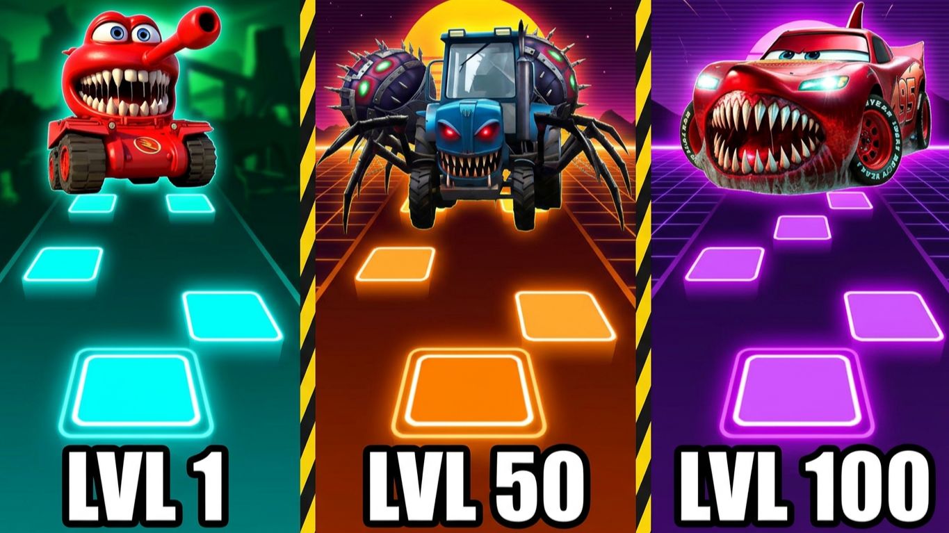 SCARY MONSTER CARS TILES HOP! Ep. 417