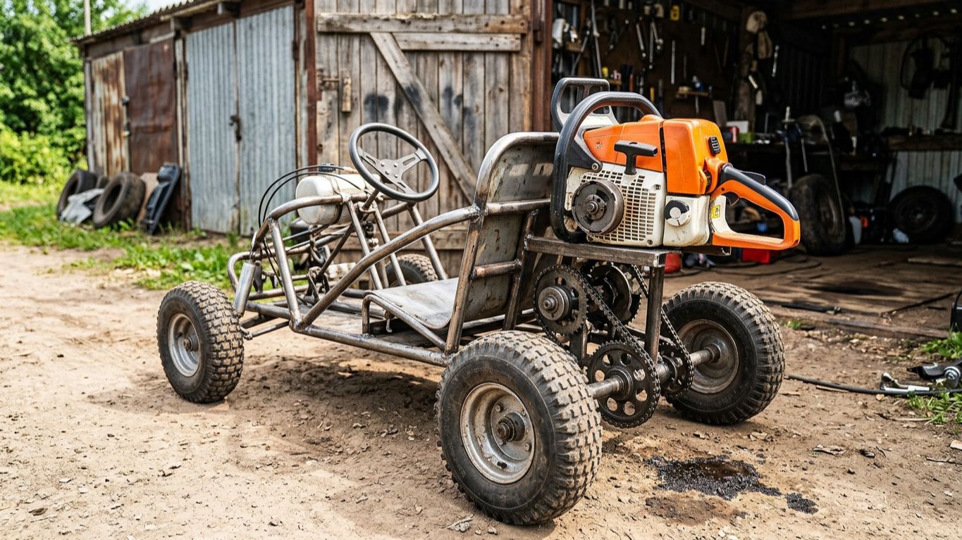БЕНЗОПИЛА, КОТОРАЯ УМЕЕТ НЕ ТОЛЬКО ПИЛИТЬ, НО И ПАХАТЬ, КОСИТЬ, КРУТИТЬ КОЛЁСА И ДАЖЕ ЛЕТАТЬ