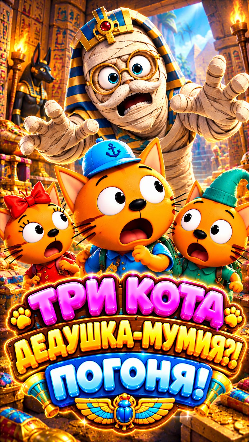 ТРИ КОТА 🐱 ДЕДУШКА-МУМИЯ! 🏺 ВЕСЁЛАЯ ПОГОНЯ 😱