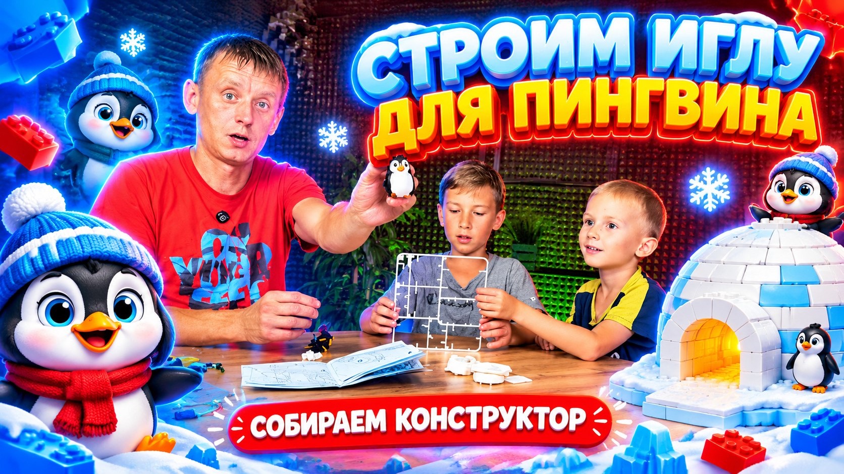 СОБИРАЕМ КОНСТРУКТОР | СТРОИМ ИГЛУ ДЛЯ ПИНГВИНА
