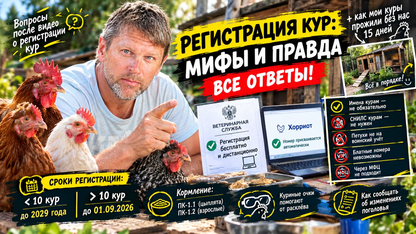 РЕГИСТРАЦИЯ КУР: ответы на вопросы по маркировке и учёту 🐔