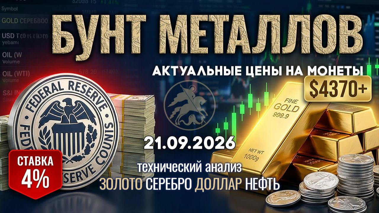 Золото бросило вызов ФРС: что дальше? Анализ рынка золота, серебра, нефти, доллара 21.09.2026 г