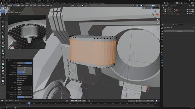 BLENDER THE SCI-FI WAR MACHINE 54. 054_Modeling The Front Cannon Base Details
