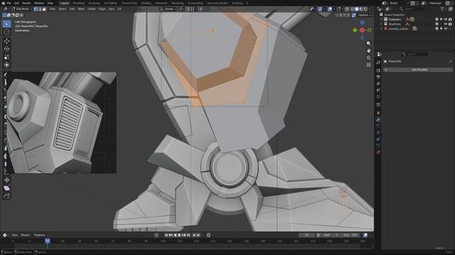 BLENDER THE SCI-FI WAR MACHINE 43. 043_Adding Vent Panels To The Lower Shin Armor