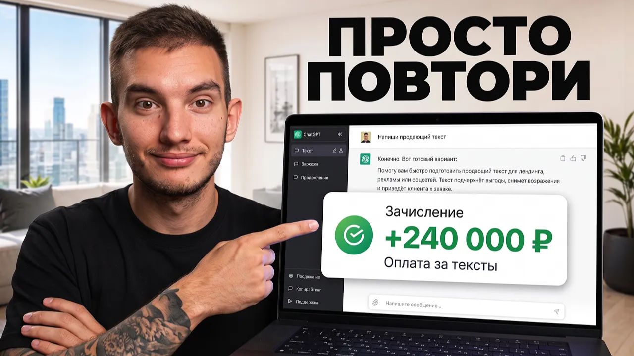 Как зарабатывать 240 000 ₽/мес на текстах с помощью ChatGPT