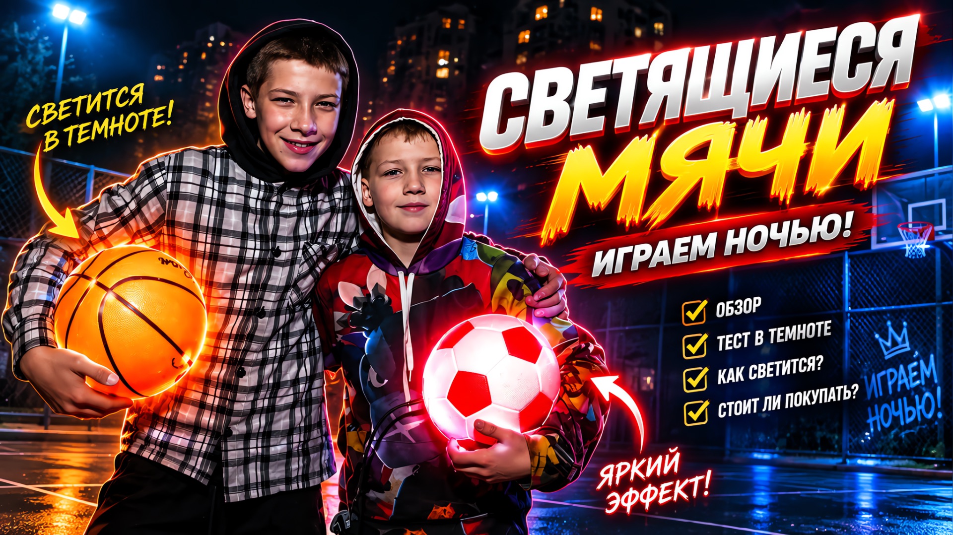 Светящиеся мяч. Играем ночью