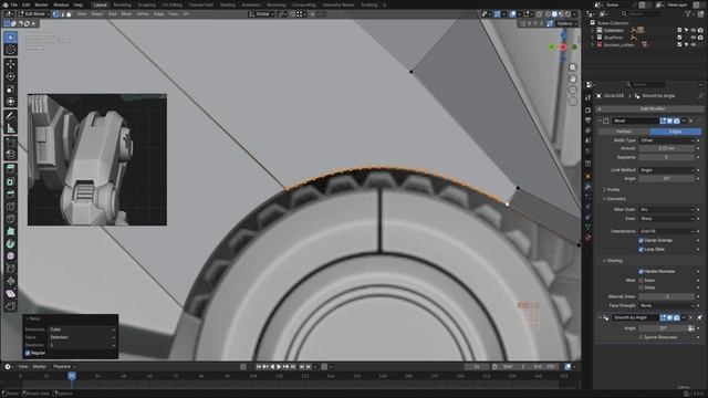 BLENDER THE SCI-FI WAR MACHINE 39. 039_Adding More Hurd Surface Details For The Thigh