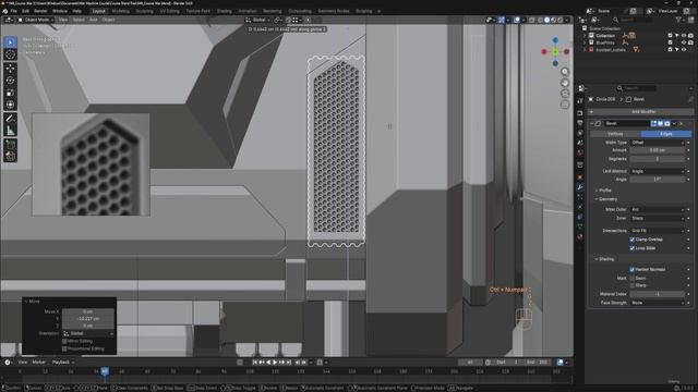 BLENDER THE SCI-FI WAR MACHINE 50. 050_Modeling The Rear Light Cells With Hexagonal Mesh