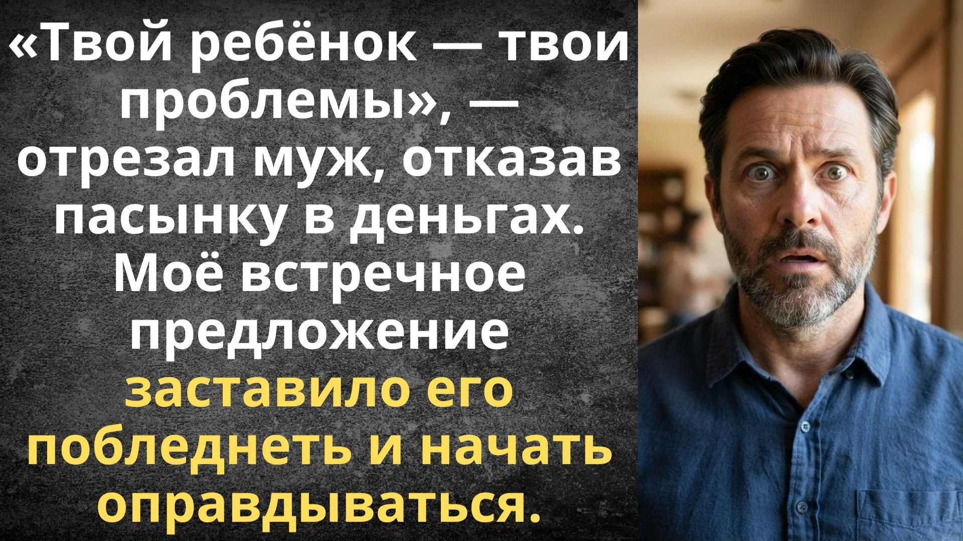 Твой ребёнок — твои проблемы — отрезал муж, отказав пасынку в деньгах | Истории из жизни