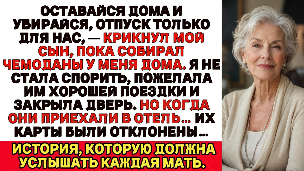Через два дня после того, как мой сын оставил меня убирать его дом, менеджер отеля сообщил ему, что.