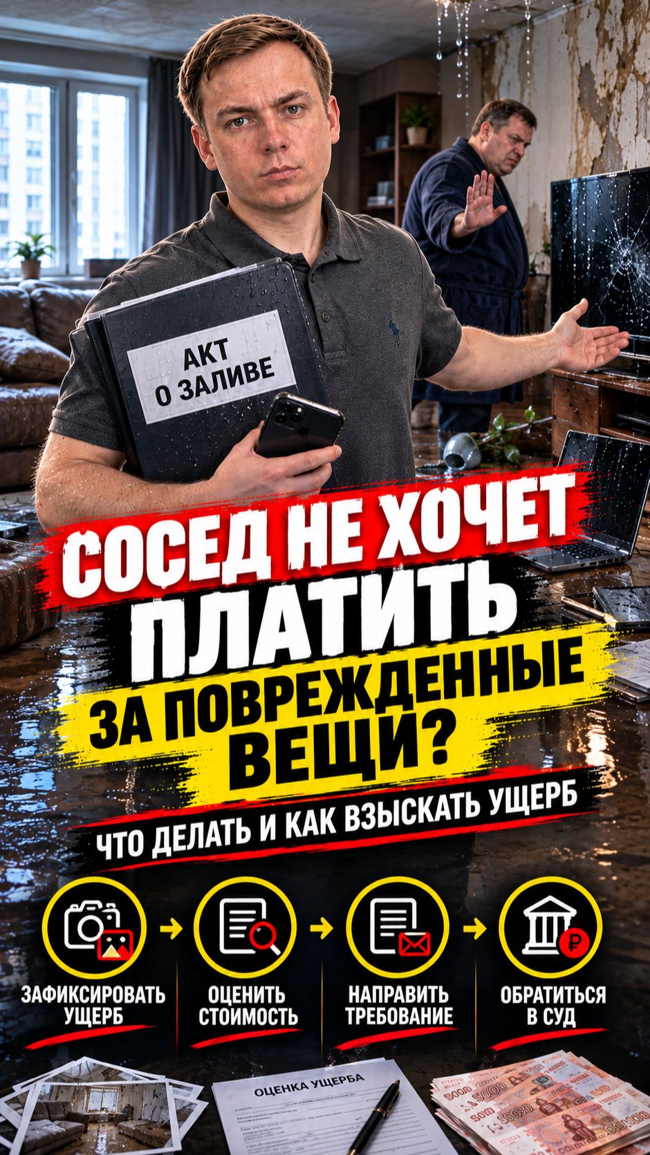 Что делать, если сосед отказывается компенсировать поврежденные от затопления вещи