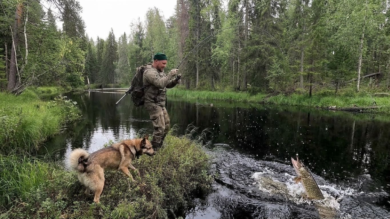 МЕДВЕДИ РЯДОМ. НА КВАДРОЦИКЛЕ К ТАЁЖНОЙ РЕКЕ. РЫБАЛКА ПО ДИКОМУ. КРУПНЯК ТЯПНУЛ ИЗ_ПОД БЕРЕГА.