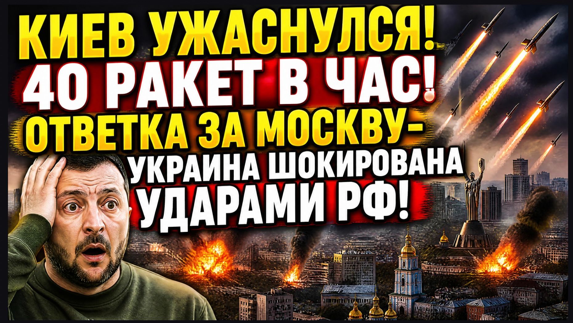 Киев Ужаснулся! 40 ракет в Час! Ответка за Москву-Украина  шокирована УДАРАМИ РФ!